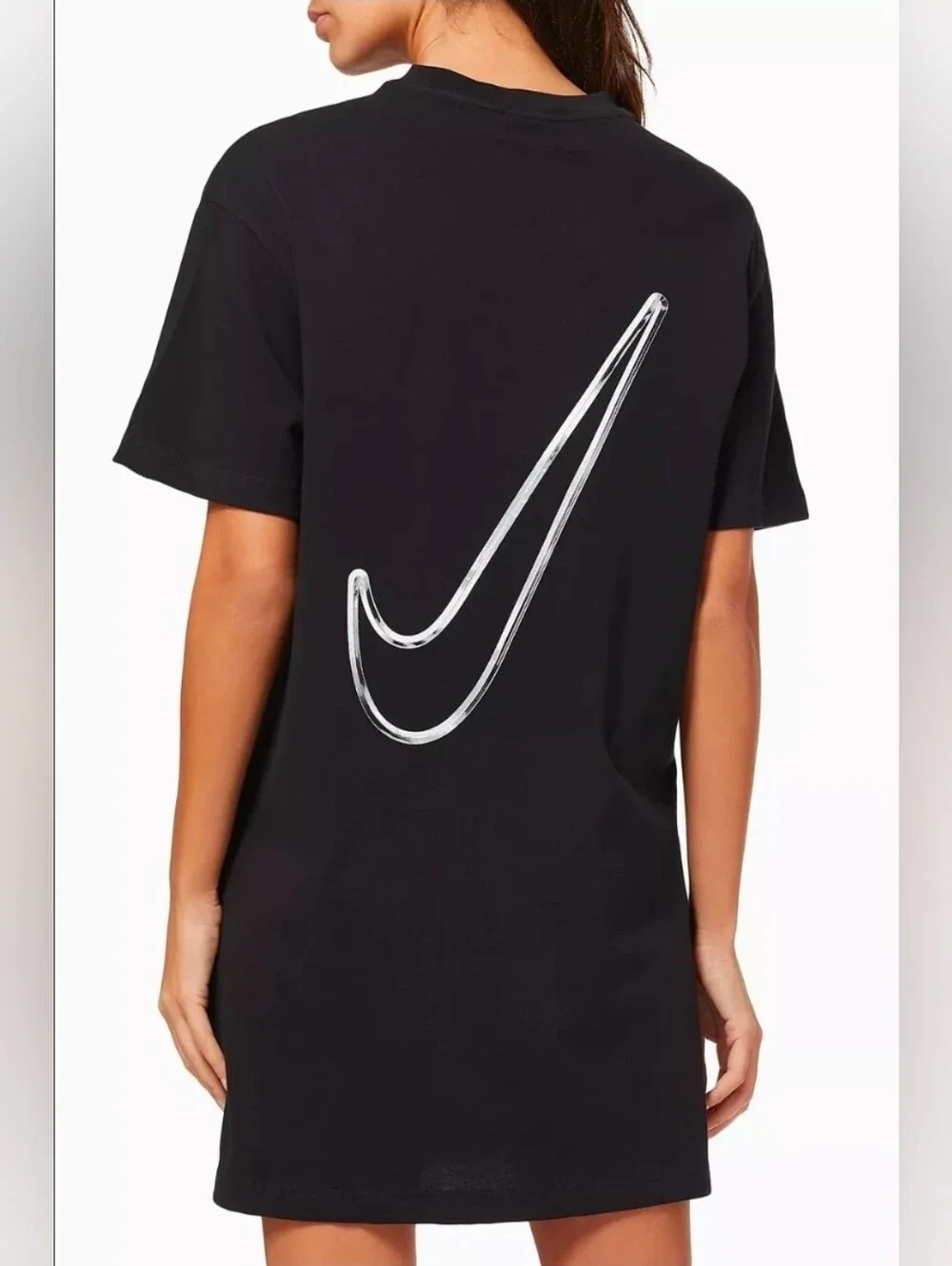 Nike BlackSportwear Swoosh Crewneck Dress with White Swoosh Text Size S